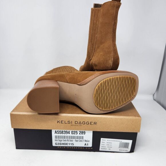 New Kelsi Dagger Womens Racer Boots Platform Chelsea Camel Tan Suede Size 11 - Picture 4 of 4